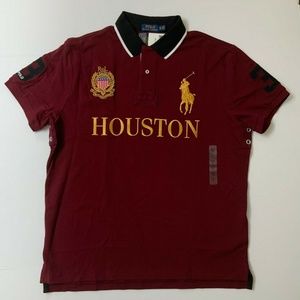 POLO RALPH LAUREN CREST HOUSTON SHIRT MAROON GOLD